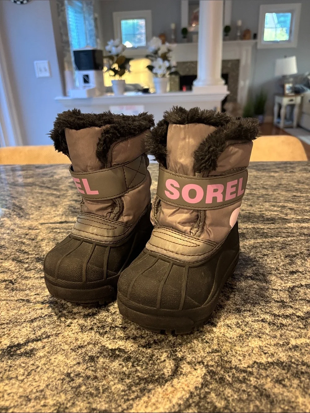 Sorel Kids grey and Purple Strap Winter Boots